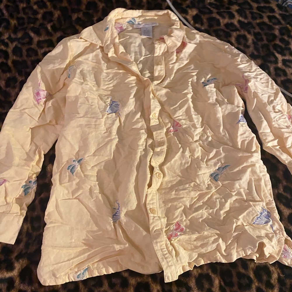 Yellow Butterfly Button Up